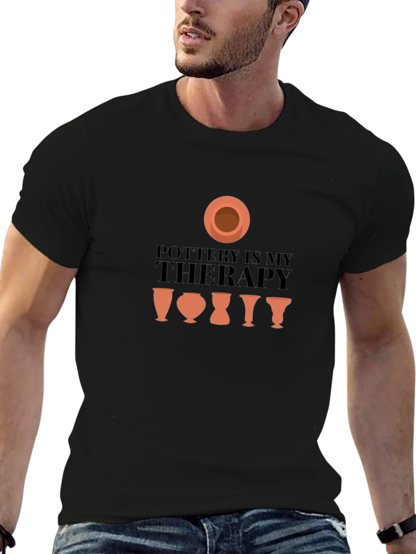 Pottery is My Therapy Black T-Shirt