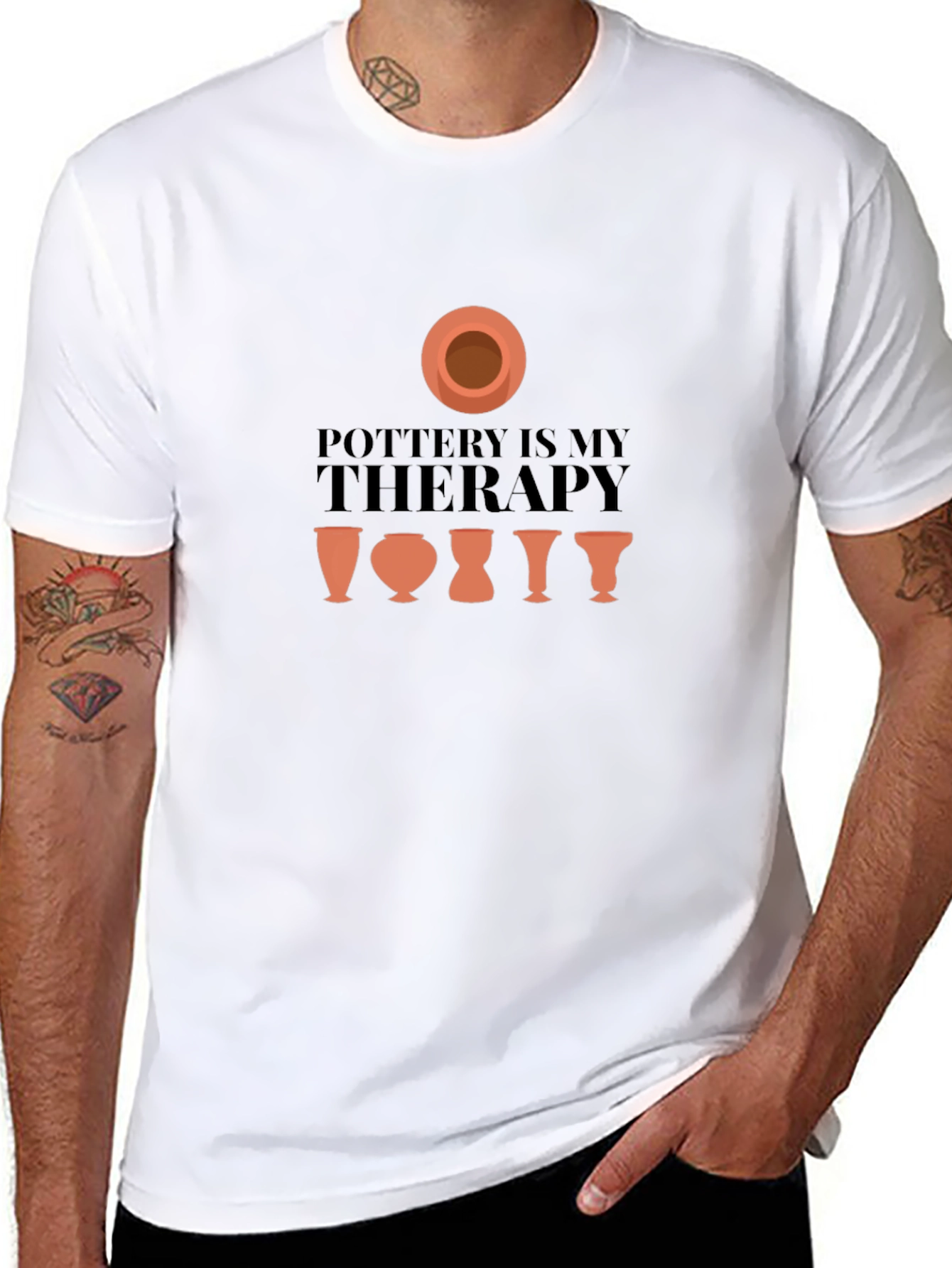 Pottery is My Therapy Black T-Shirt