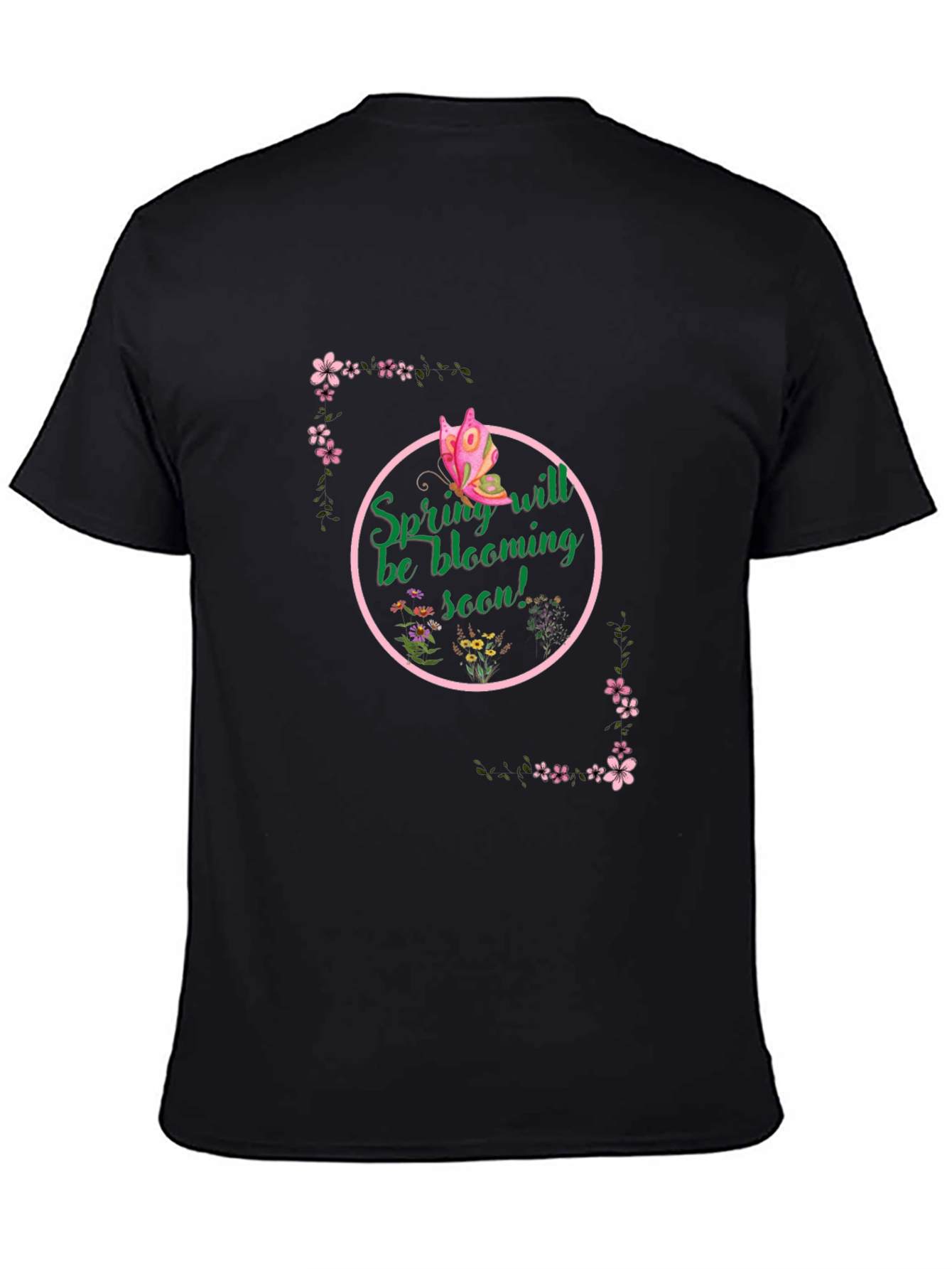 Spring Bloom T-Shirt - Butterfly & Floral Design