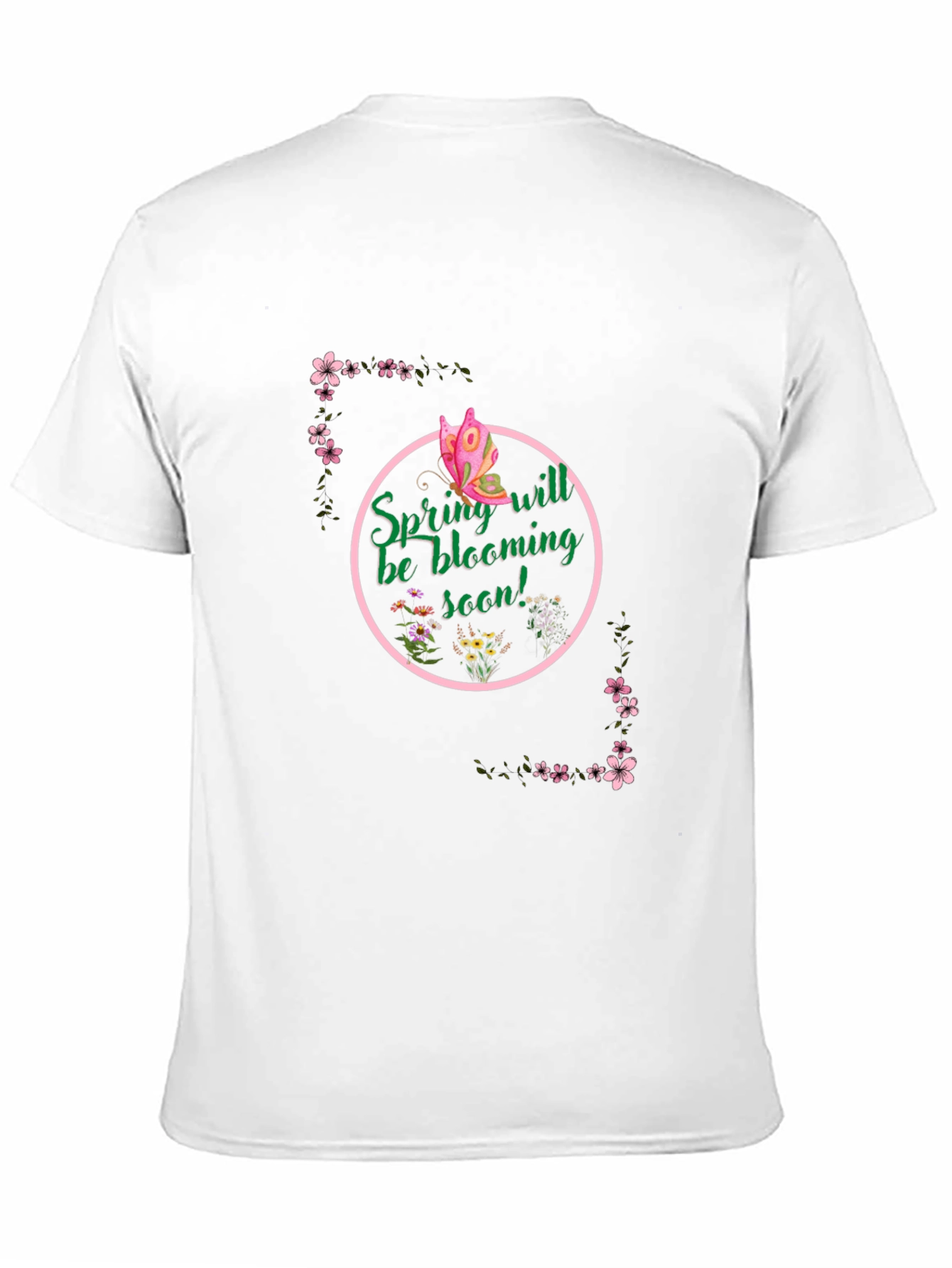 Spring Bloom T-Shirt - Butterfly & Floral Design