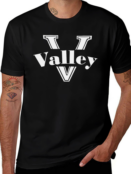 Valley Black T-Shirt with White Graphic Print