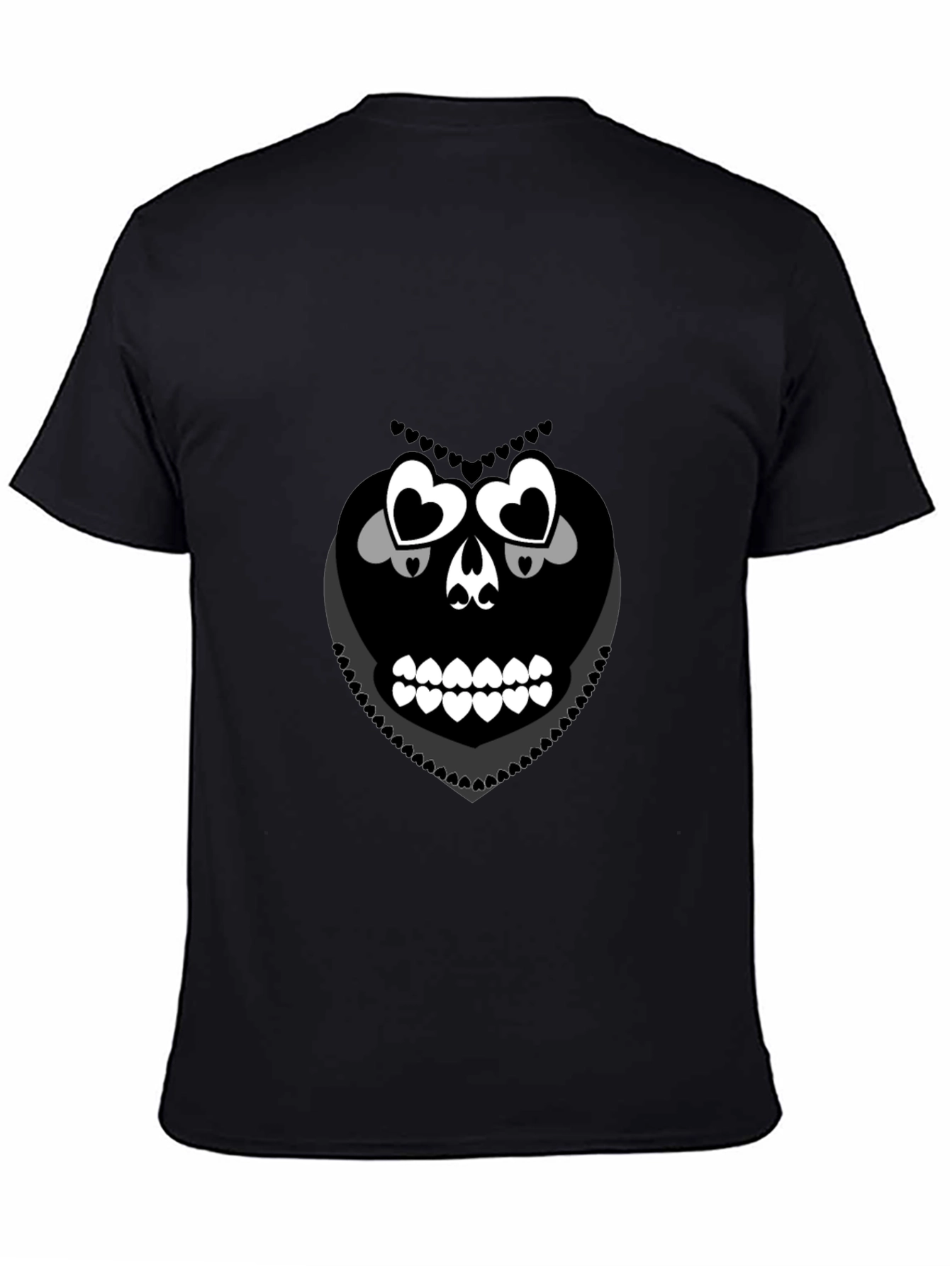 Heart Skull Graphic Tee - Black