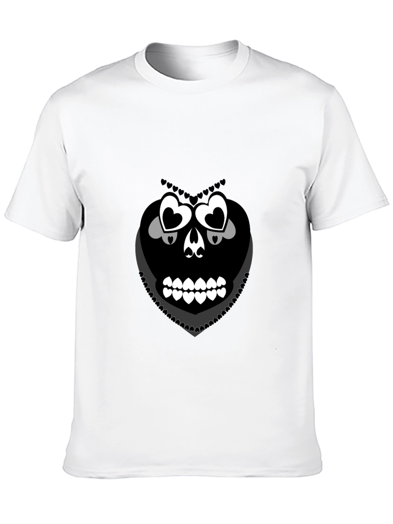 Heart Skull Graphic Tee - Black