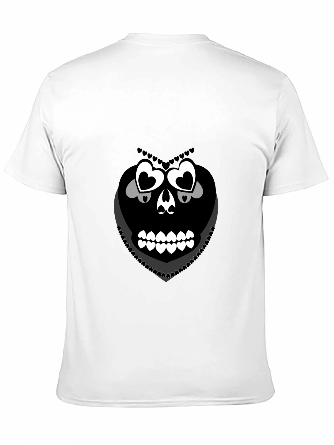 Heart Skull Graphic Tee - Black