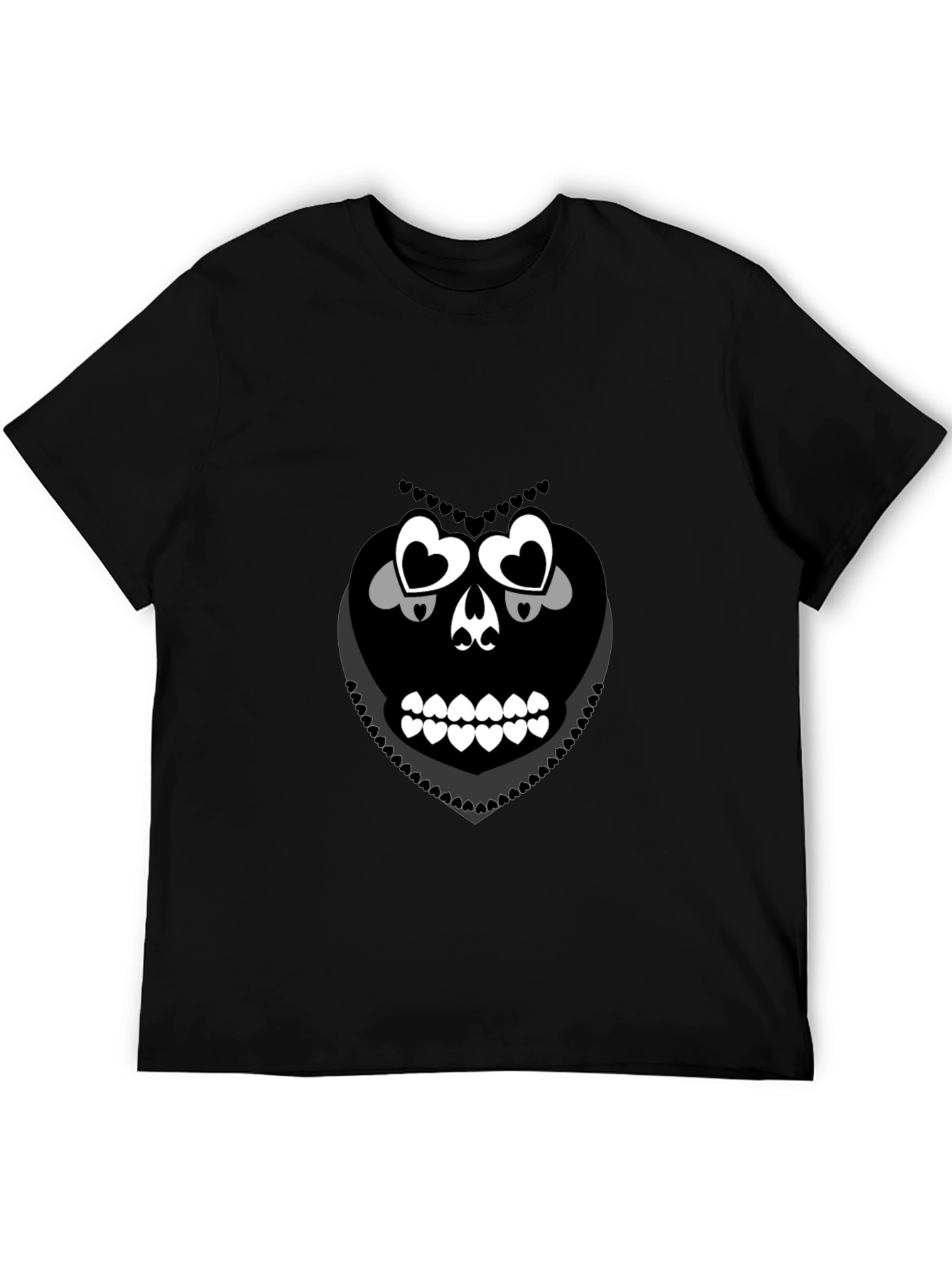 Heart Skull Graphic Tee - Black