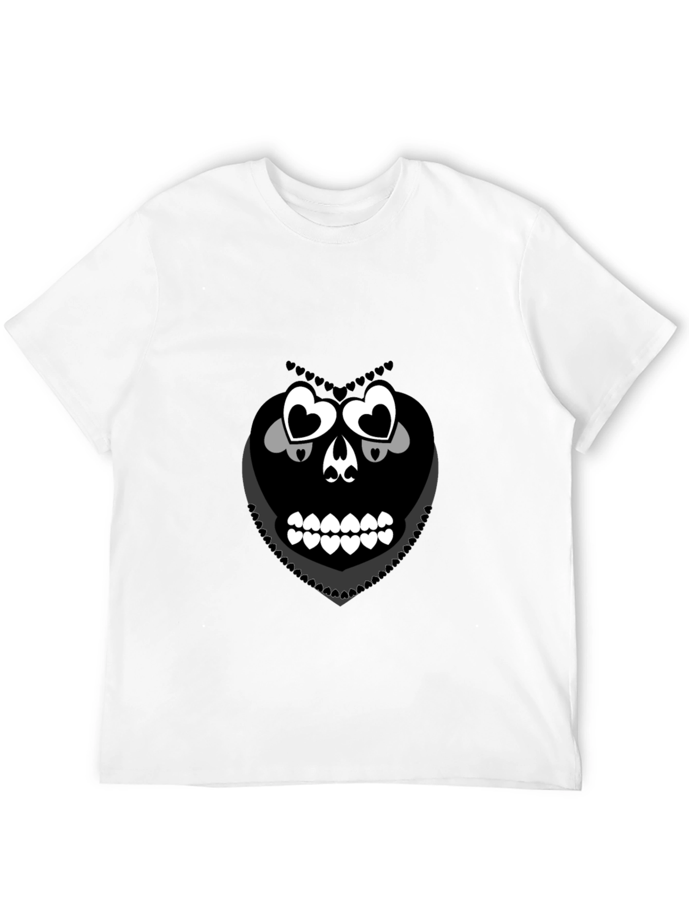 Heart Skull Graphic Tee - Black