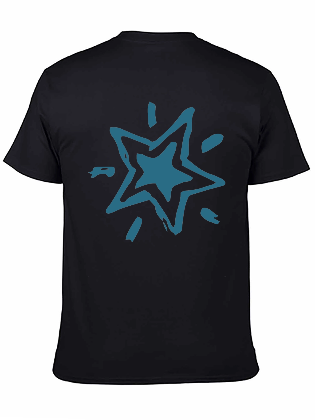 Abstract Star Graphic Tee - Black