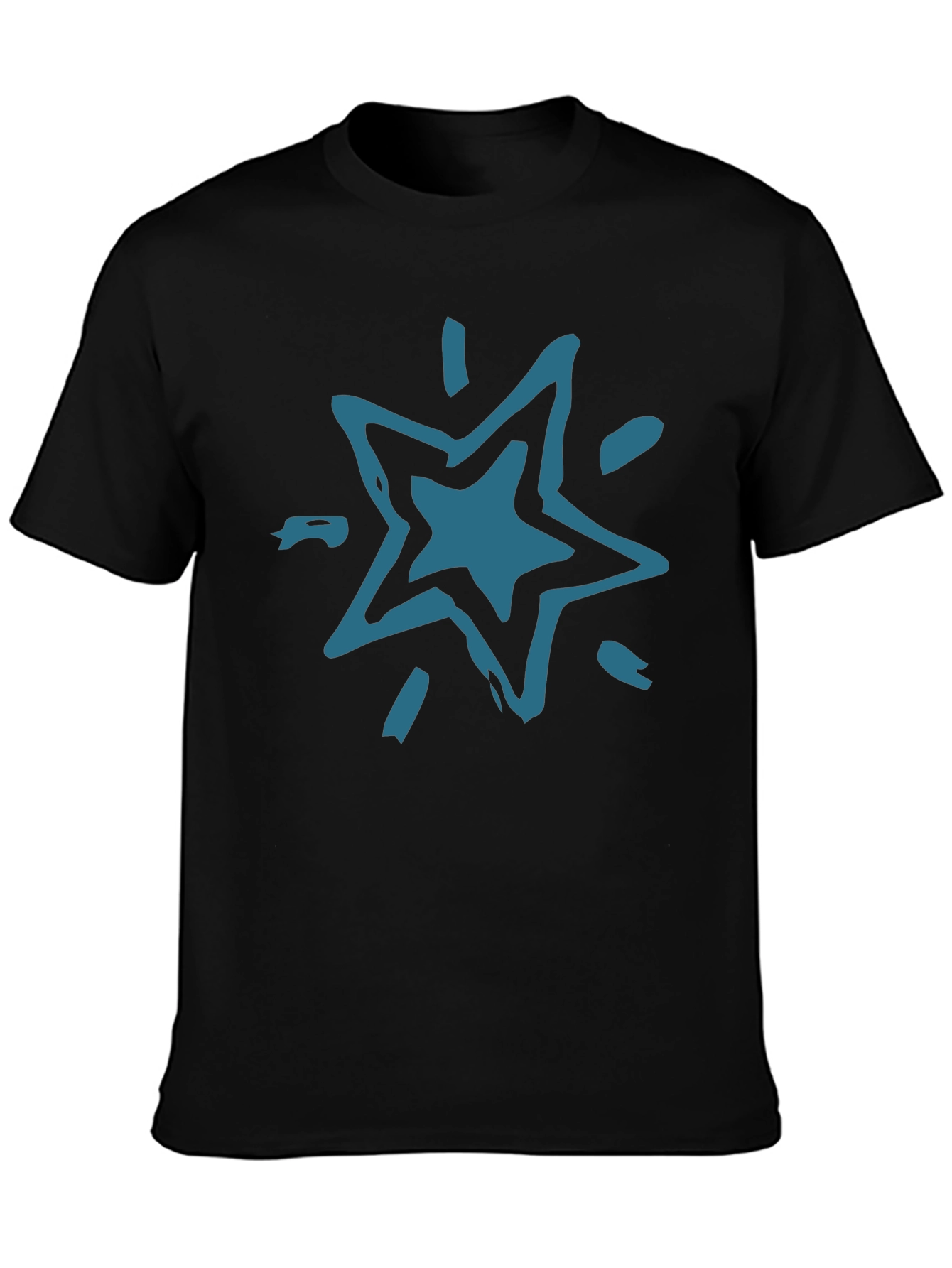Abstract Star Graphic Tee - Black