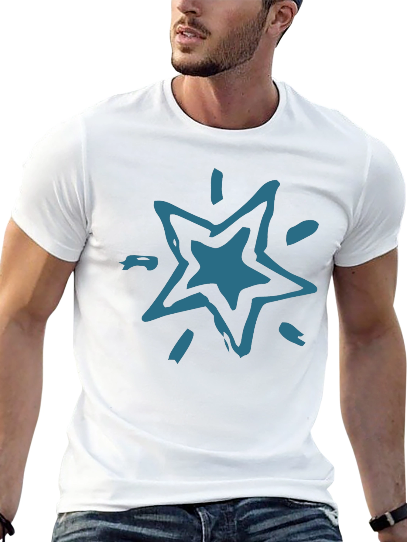 Abstract Star Graphic Tee - Black