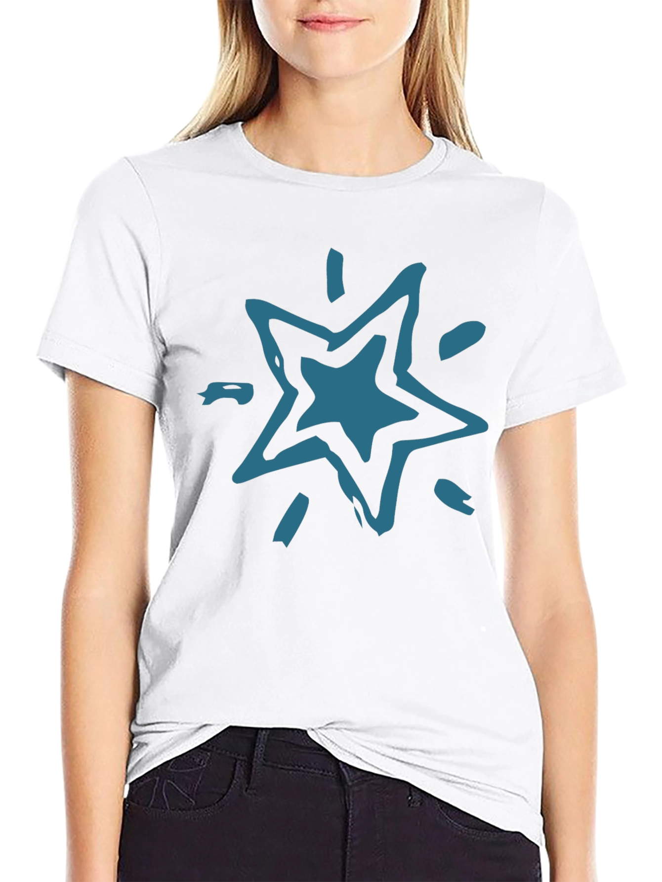 Abstract Star Graphic Tee - Black