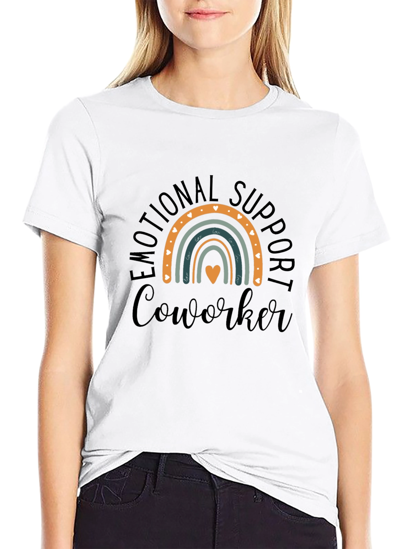 Emotional Support Coworker Rainbow Graphic T-Shirt