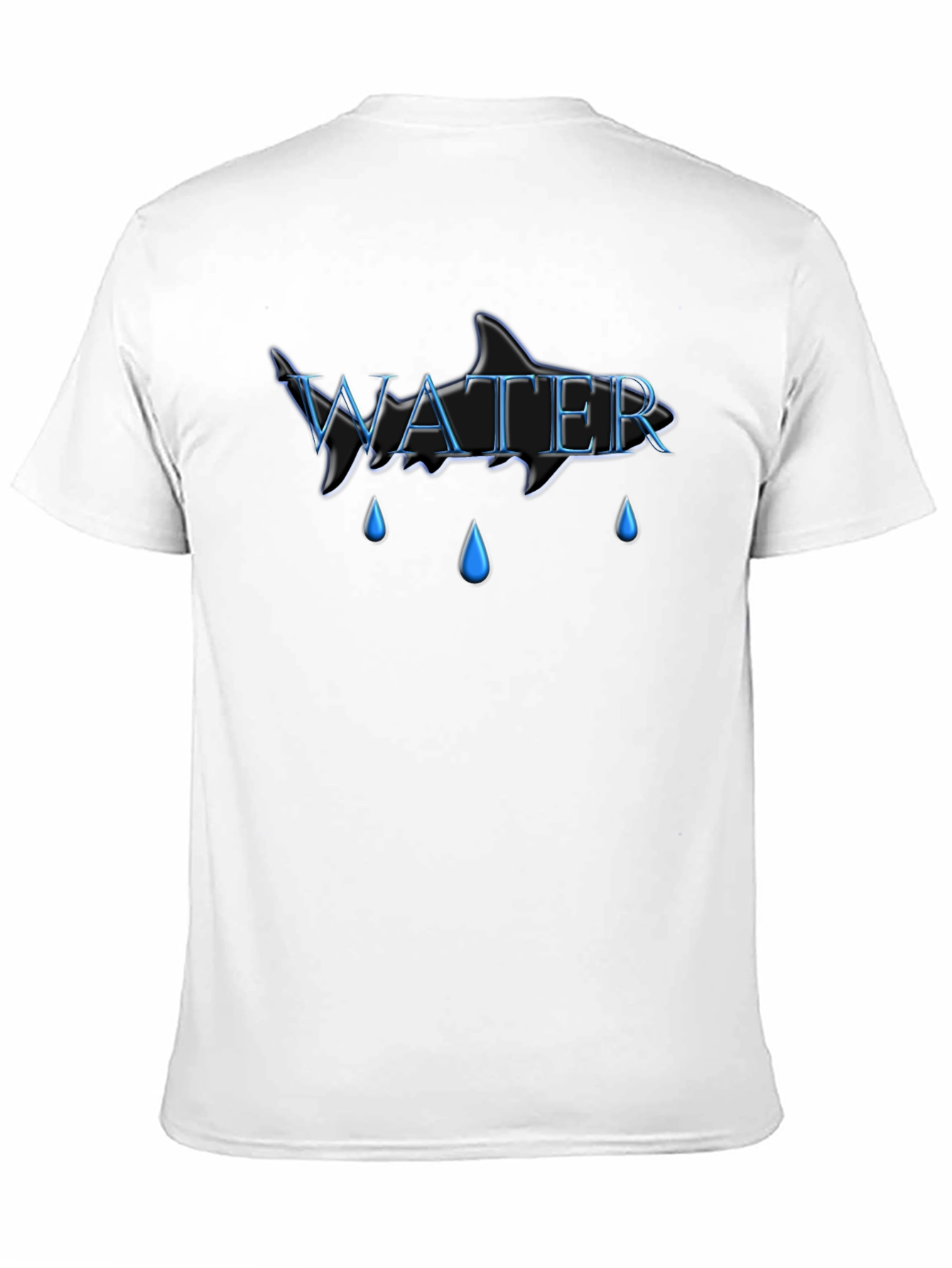 Water Shark Design Black Cotton Tee