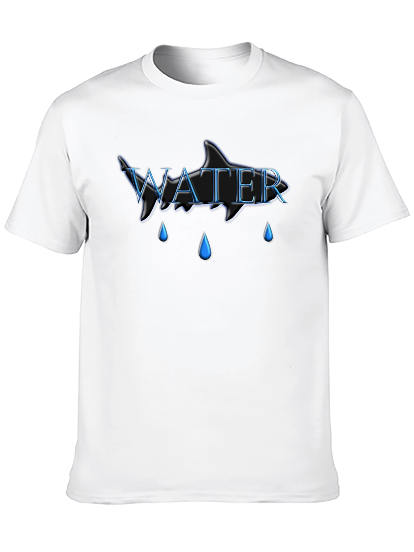 Water Shark Design Black Cotton Tee