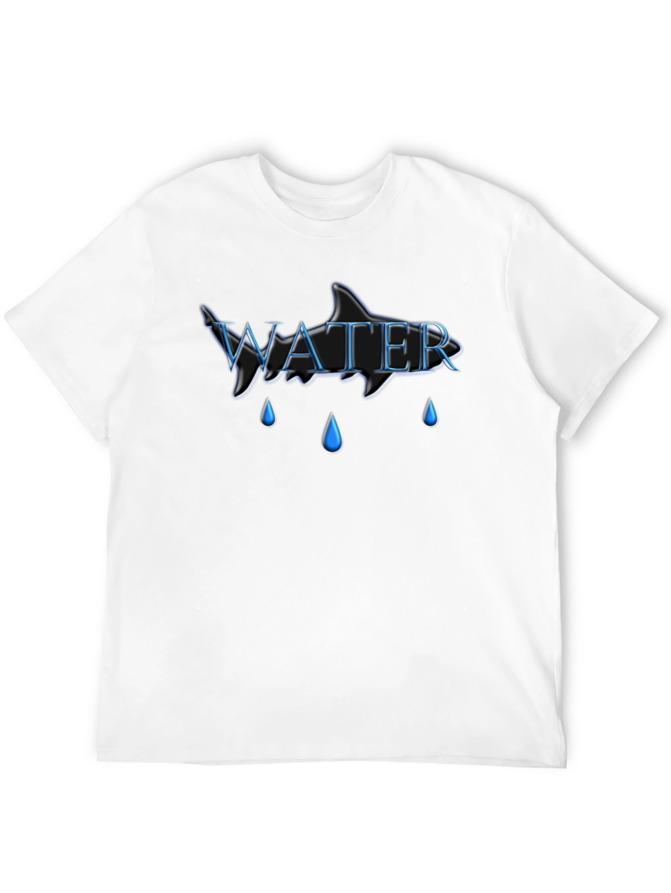 Water Shark Design Black Cotton Tee