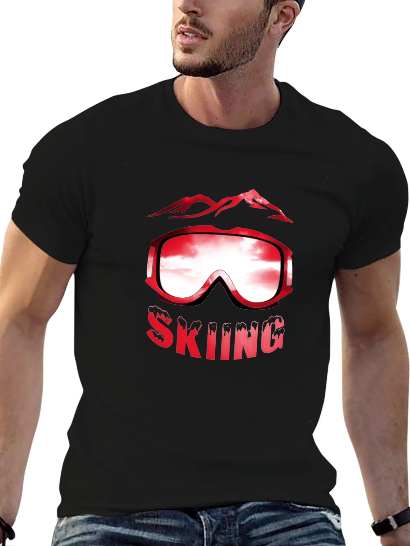 Skiing Graphic T-Shirt - Mountain Goggles Design