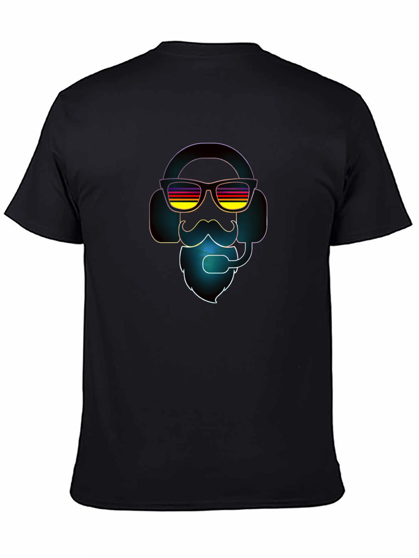 Retro Gamer T-Shirt - Headset Beard Sunglasses