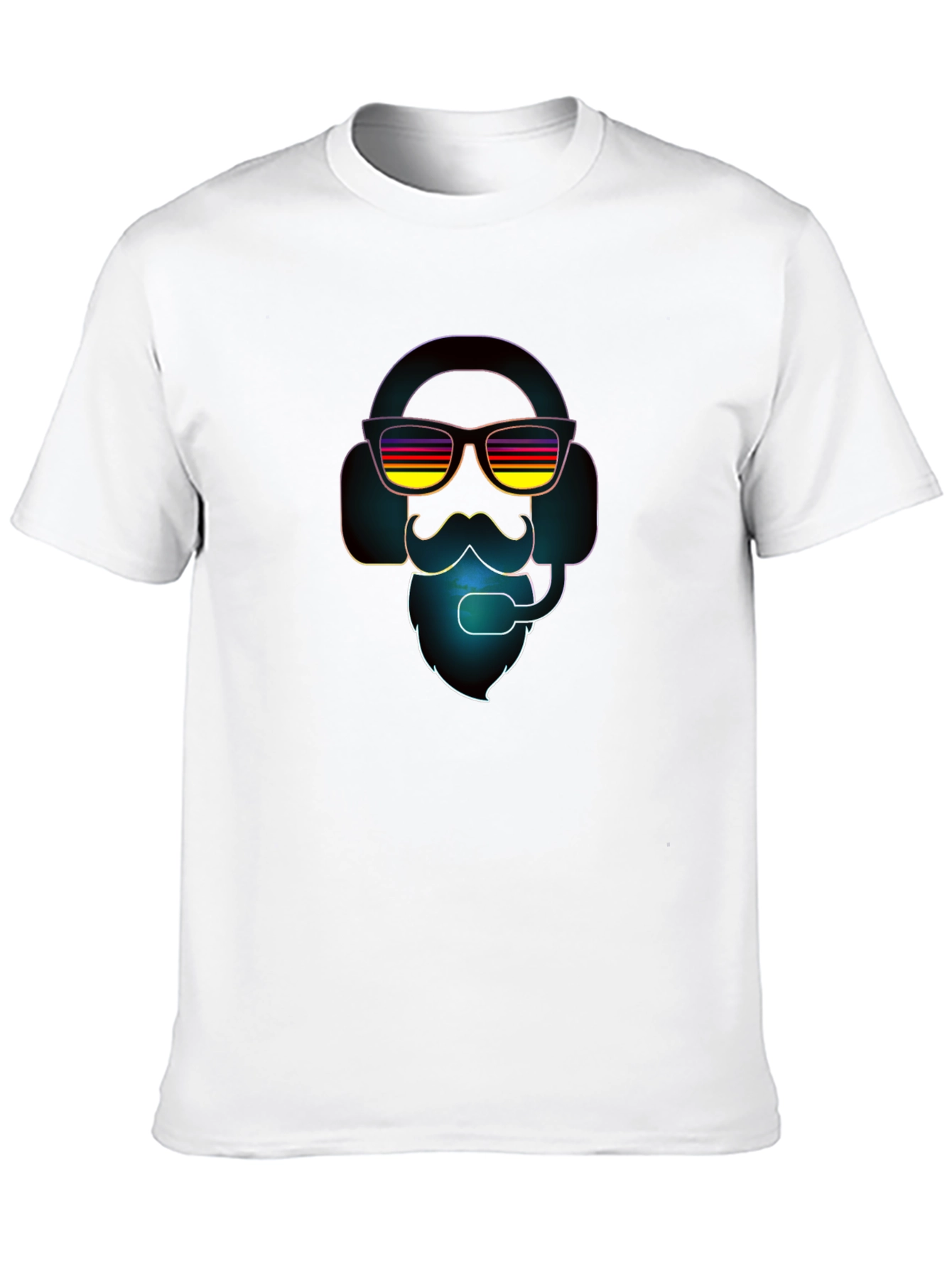 Retro Gamer T-Shirt - Headset Beard Sunglasses