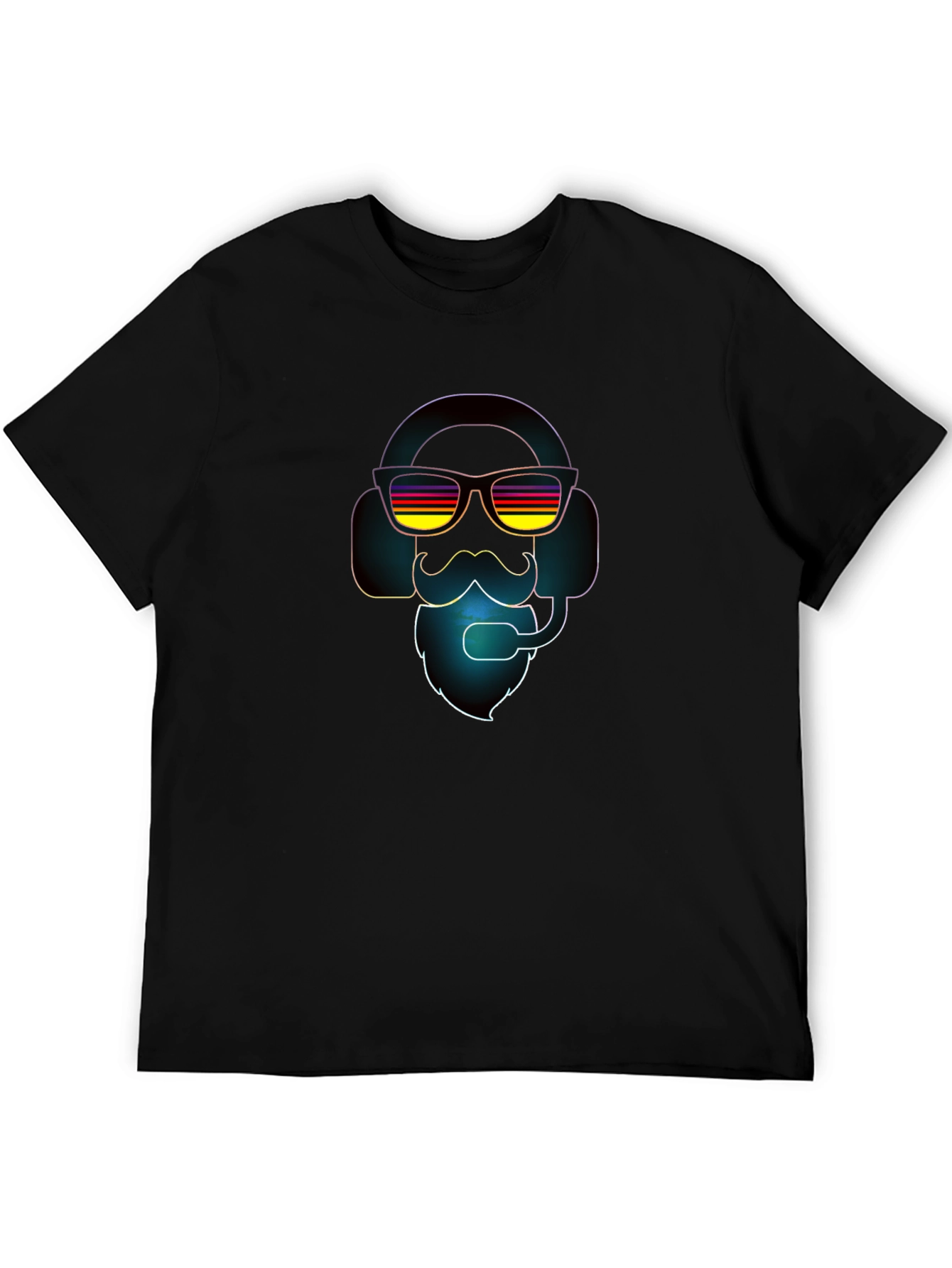 Retro Gamer T-Shirt - Headset Beard Sunglasses