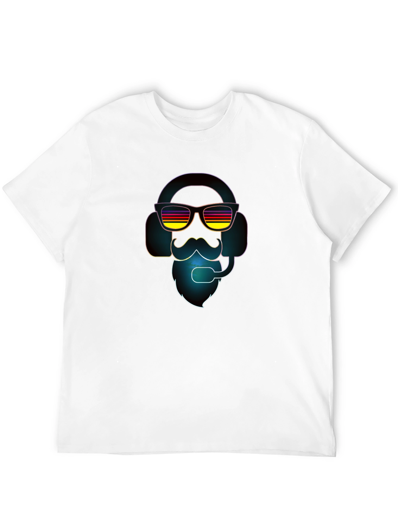 Retro Gamer T-Shirt - Headset Beard Sunglasses