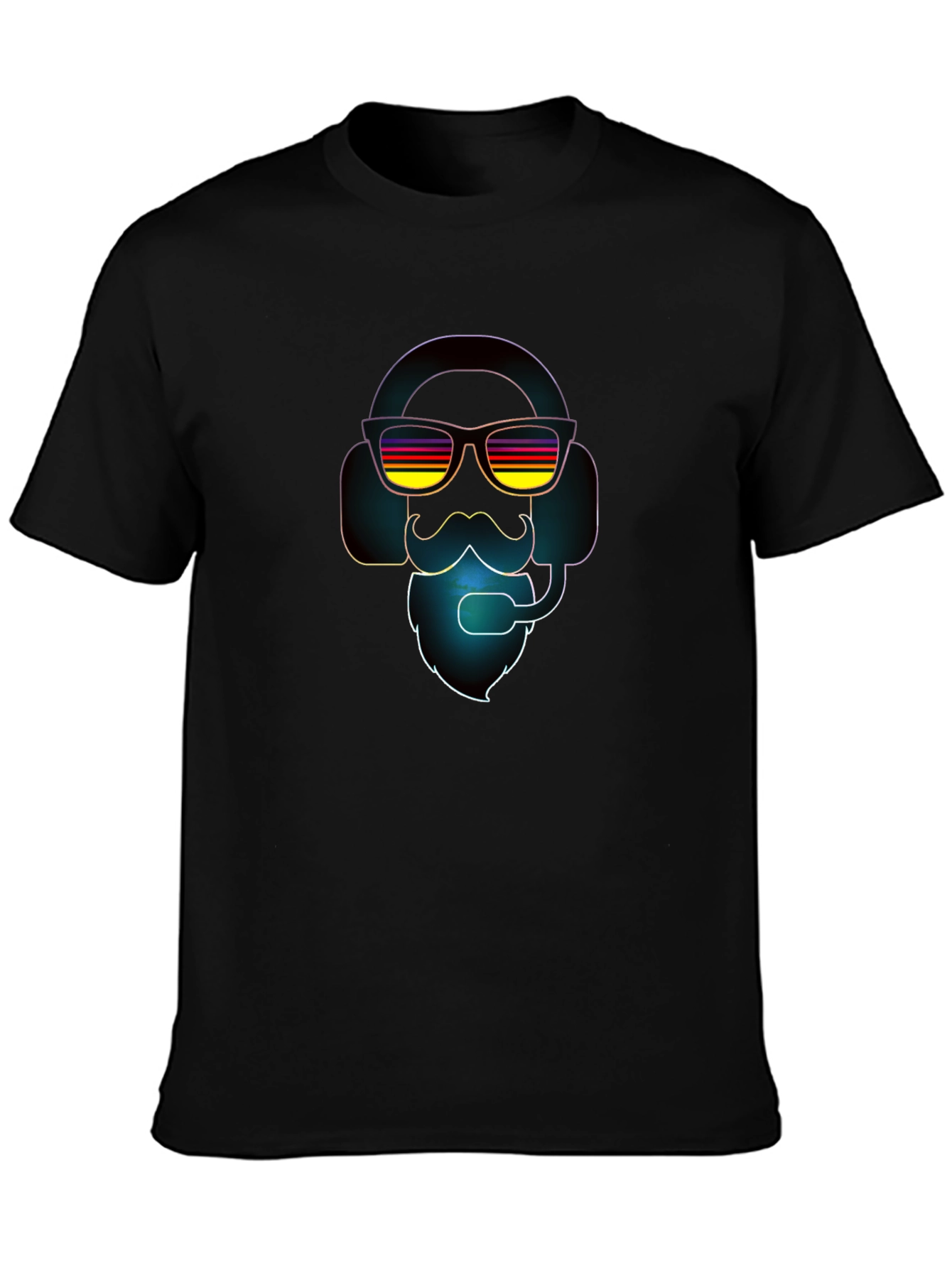 Retro Gamer T-Shirt - Headset Beard Sunglasses