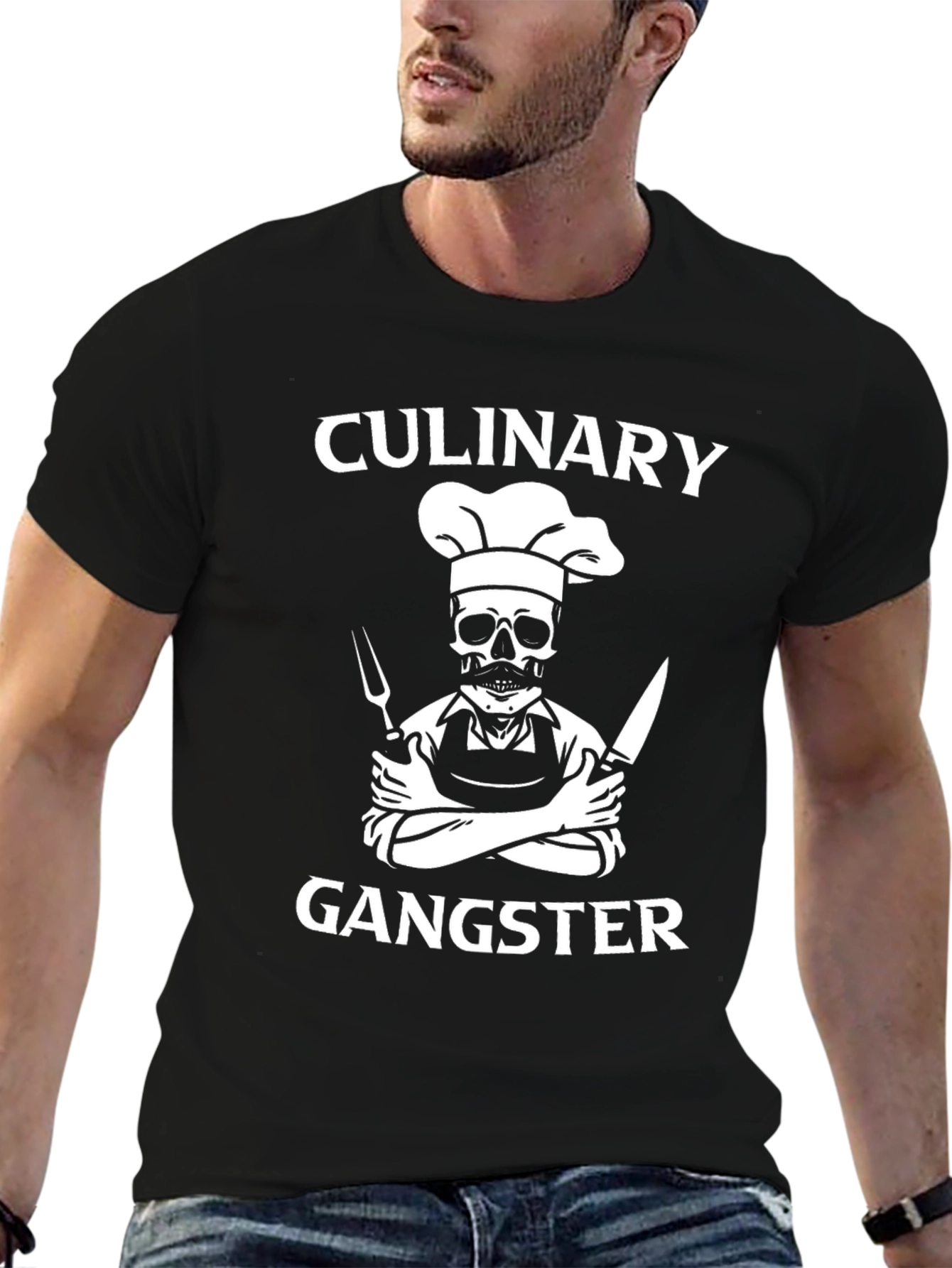 Culinary Gangster T-Shirt - Chef Skull Design