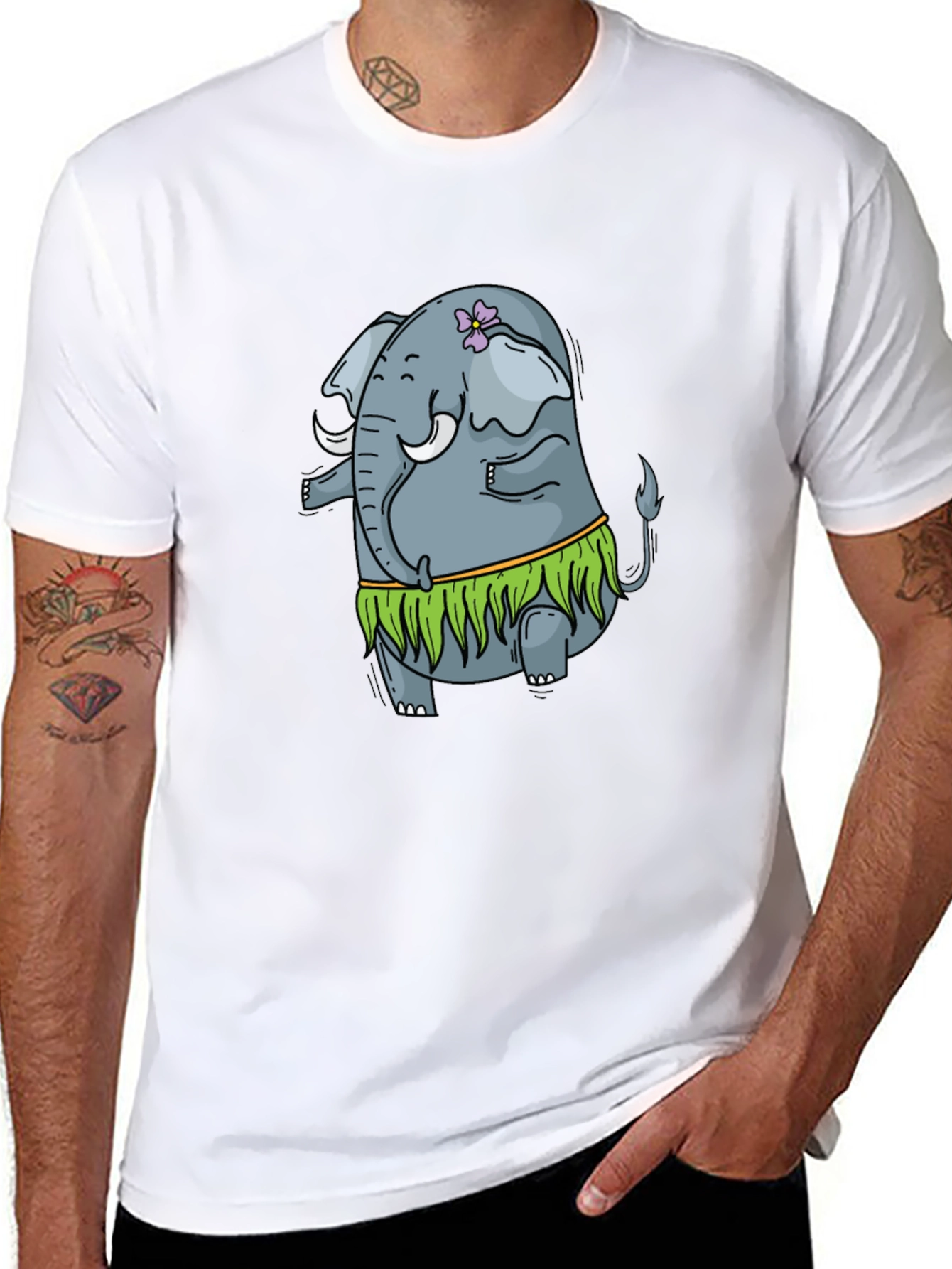 Elephant Hula Dancer Black T-Shirt