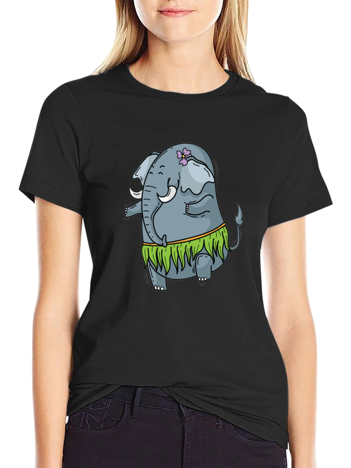 Elephant Hula Dancer Black T-Shirt