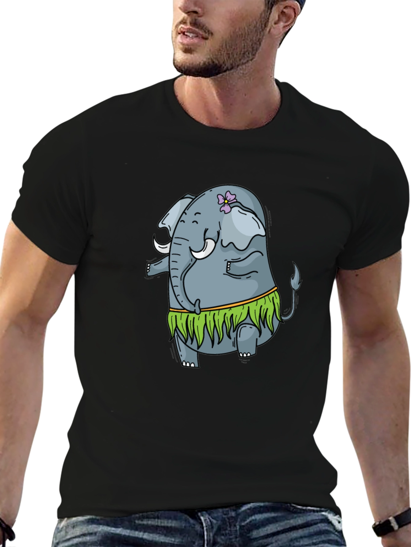 Elephant Hula Dancer Black T-Shirt