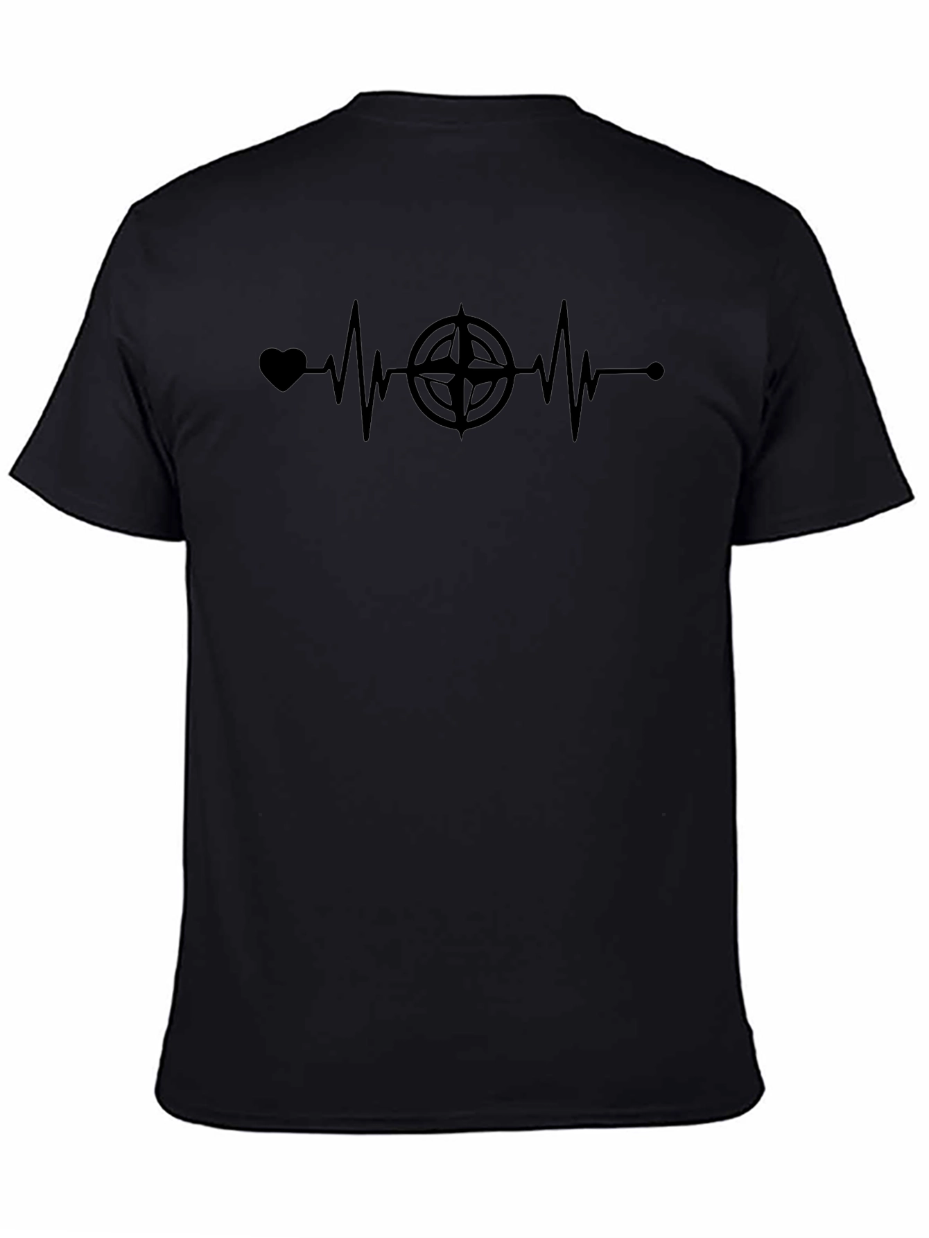 Compass Heartbeat Black T-Shirt