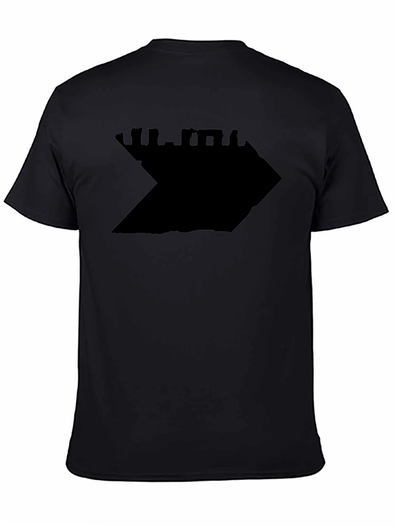 Black Graphic Tee - Abstract Shadow Design