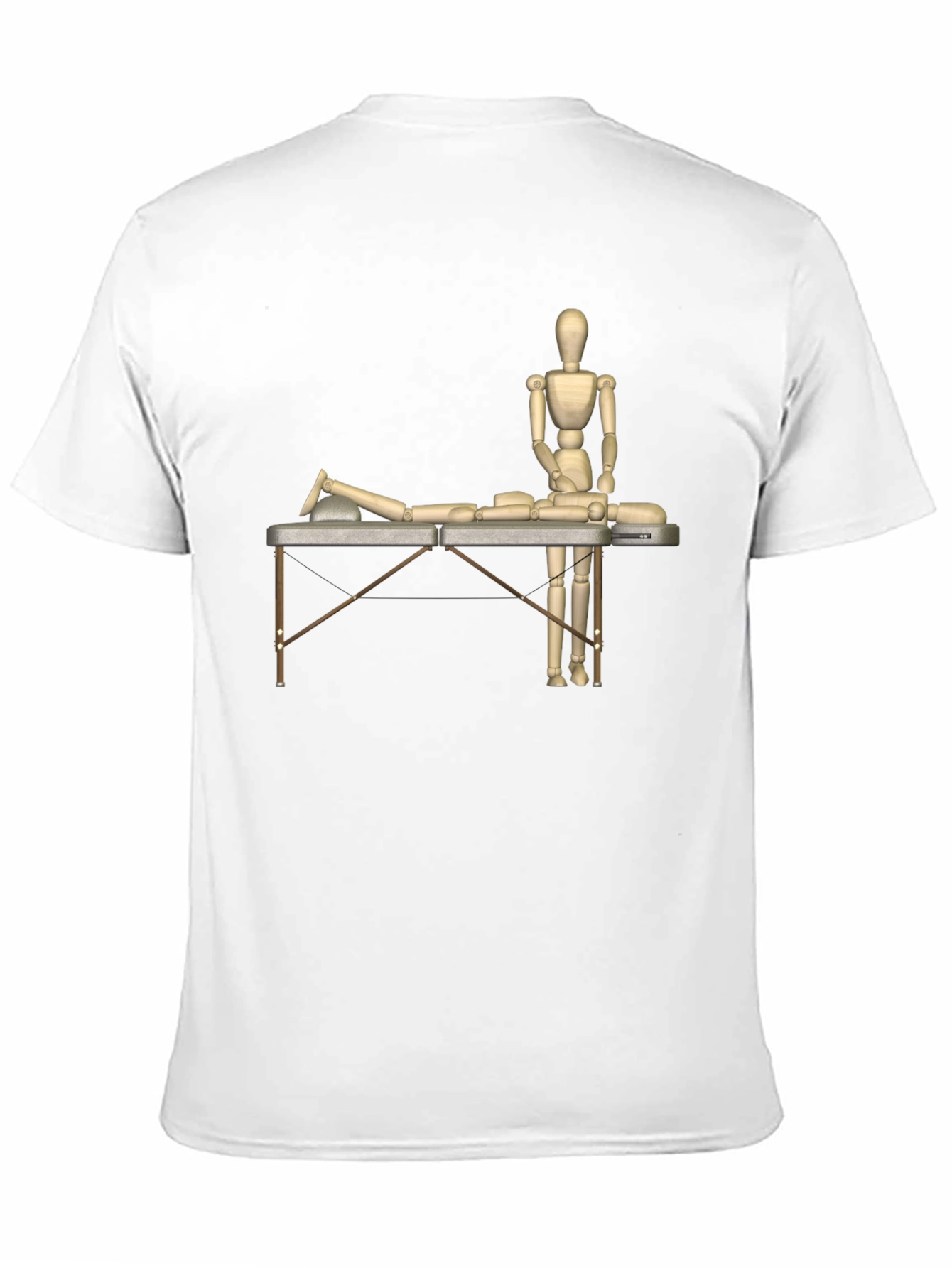 Massage Therapy T-Shirt: Wooden Mannequin Design