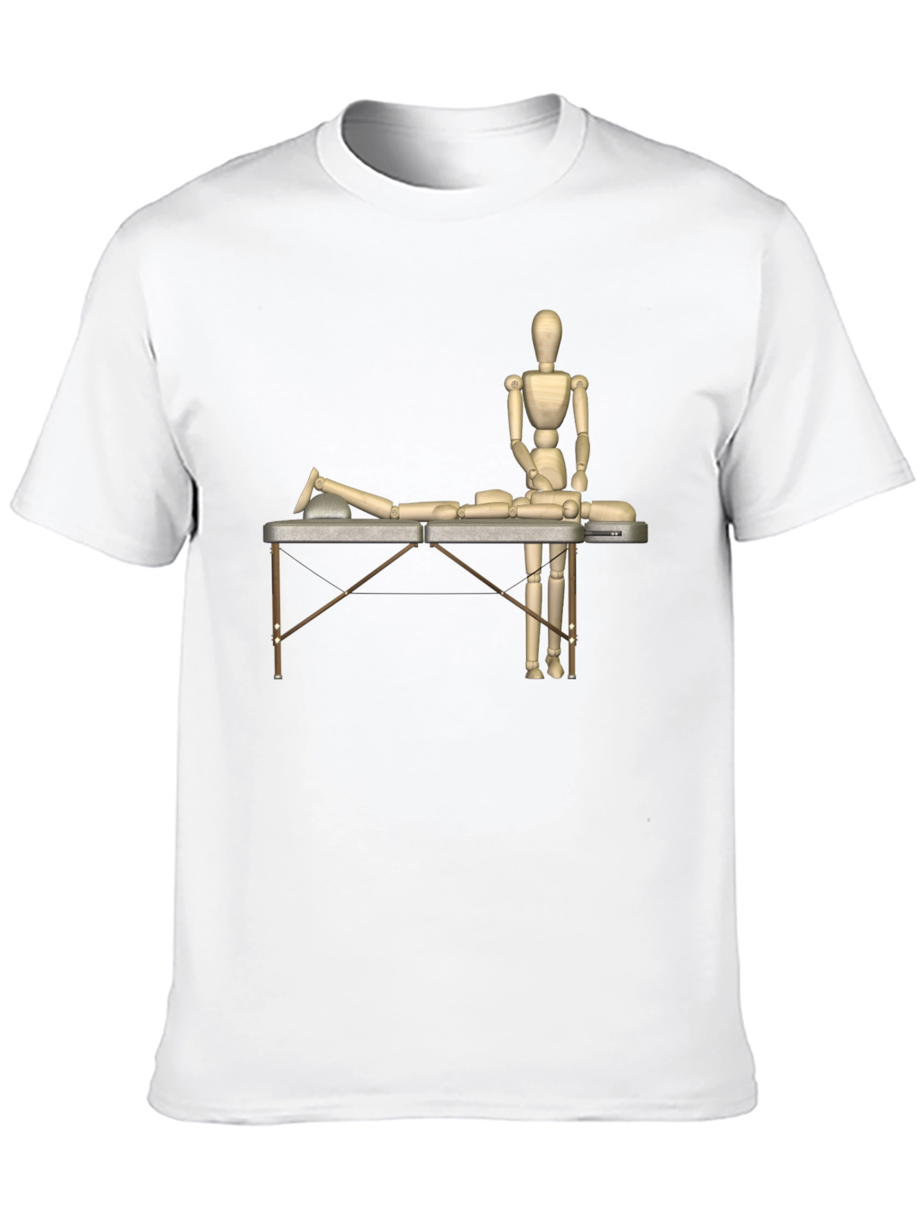 Massage Therapy T-Shirt: Wooden Mannequin Design