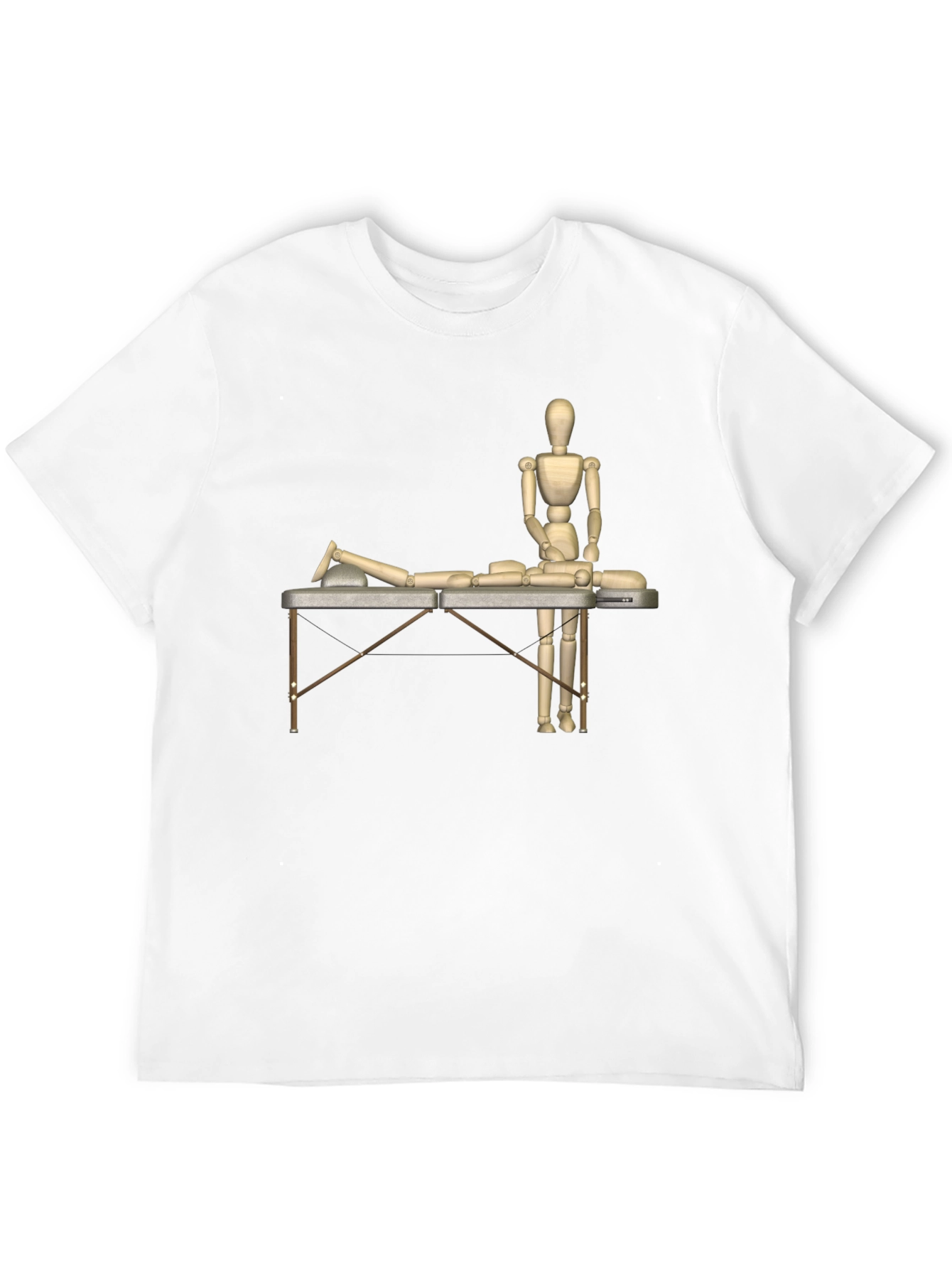 Massage Therapy T-Shirt: Wooden Mannequin Design