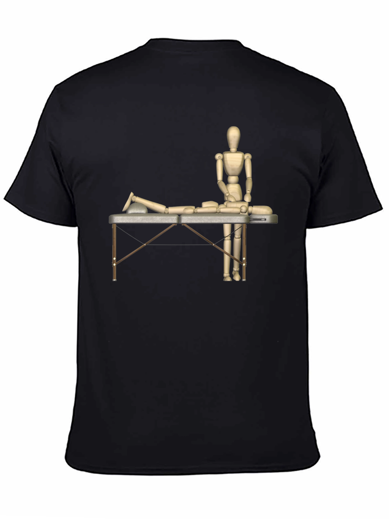 Massage Therapy T-Shirt: Wooden Mannequin Design