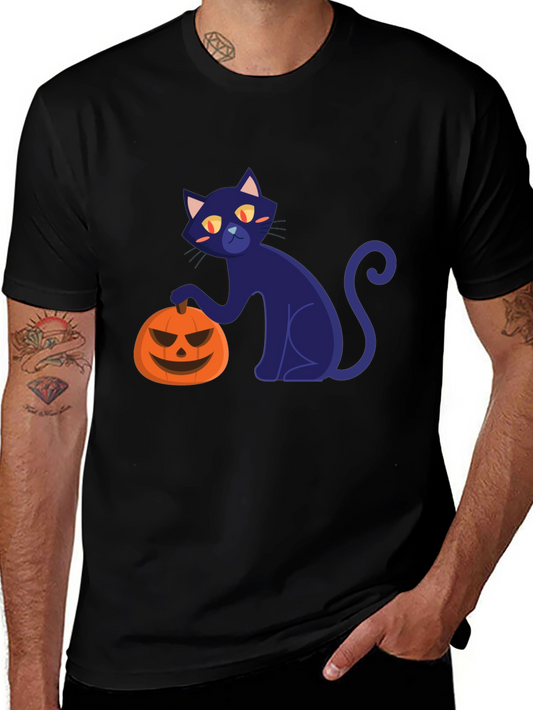 Halloween Black Cat and Pumpkin T-Shirt