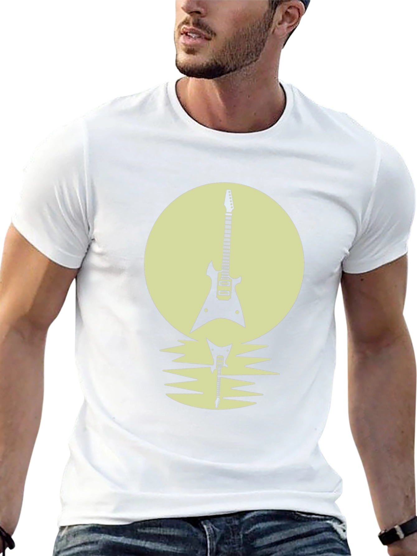 Electric Guitar Silhouette Graphic Tee - Rock Concert Style