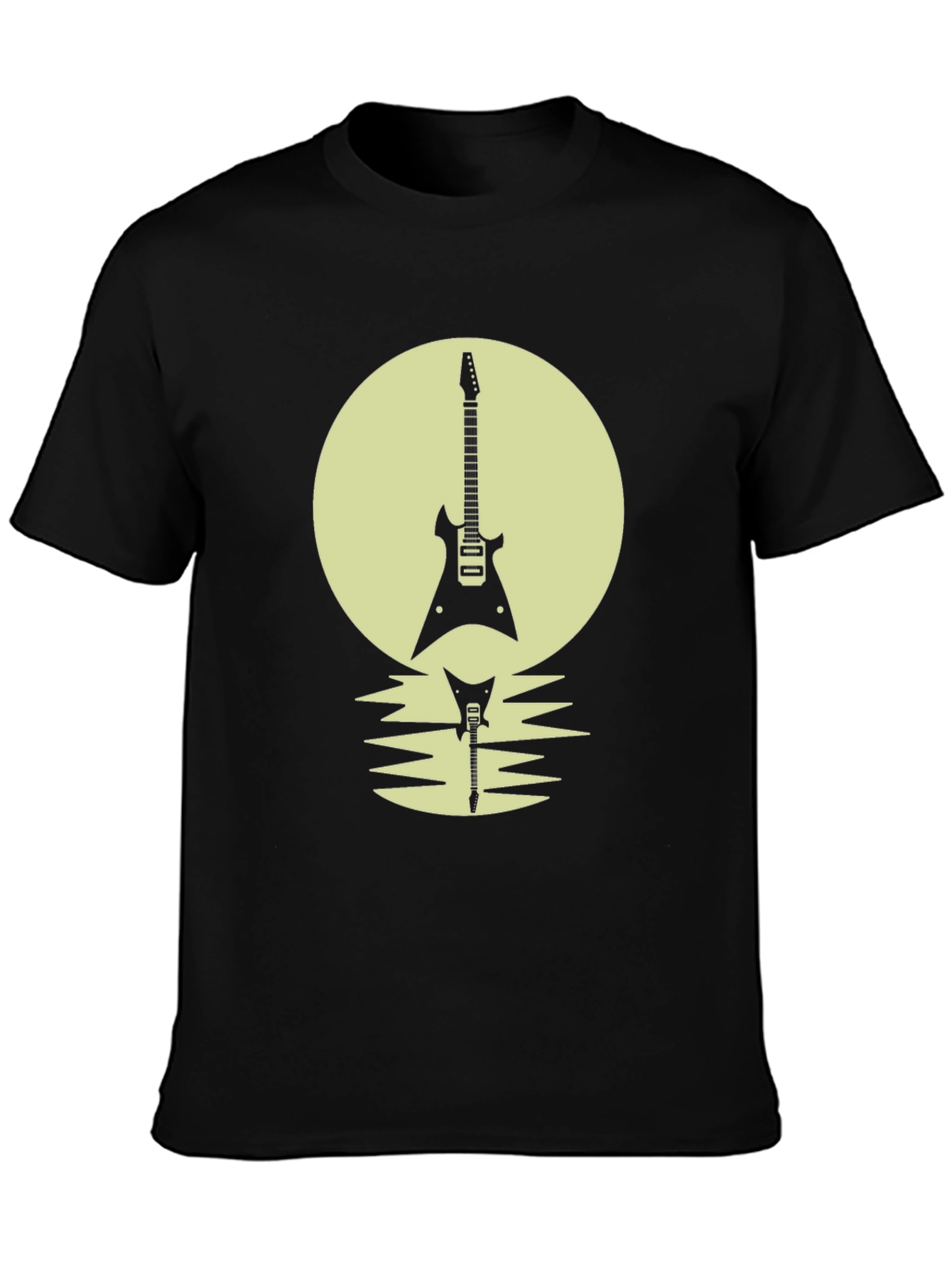 Electric Guitar Silhouette Graphic Tee - Rock Concert Style