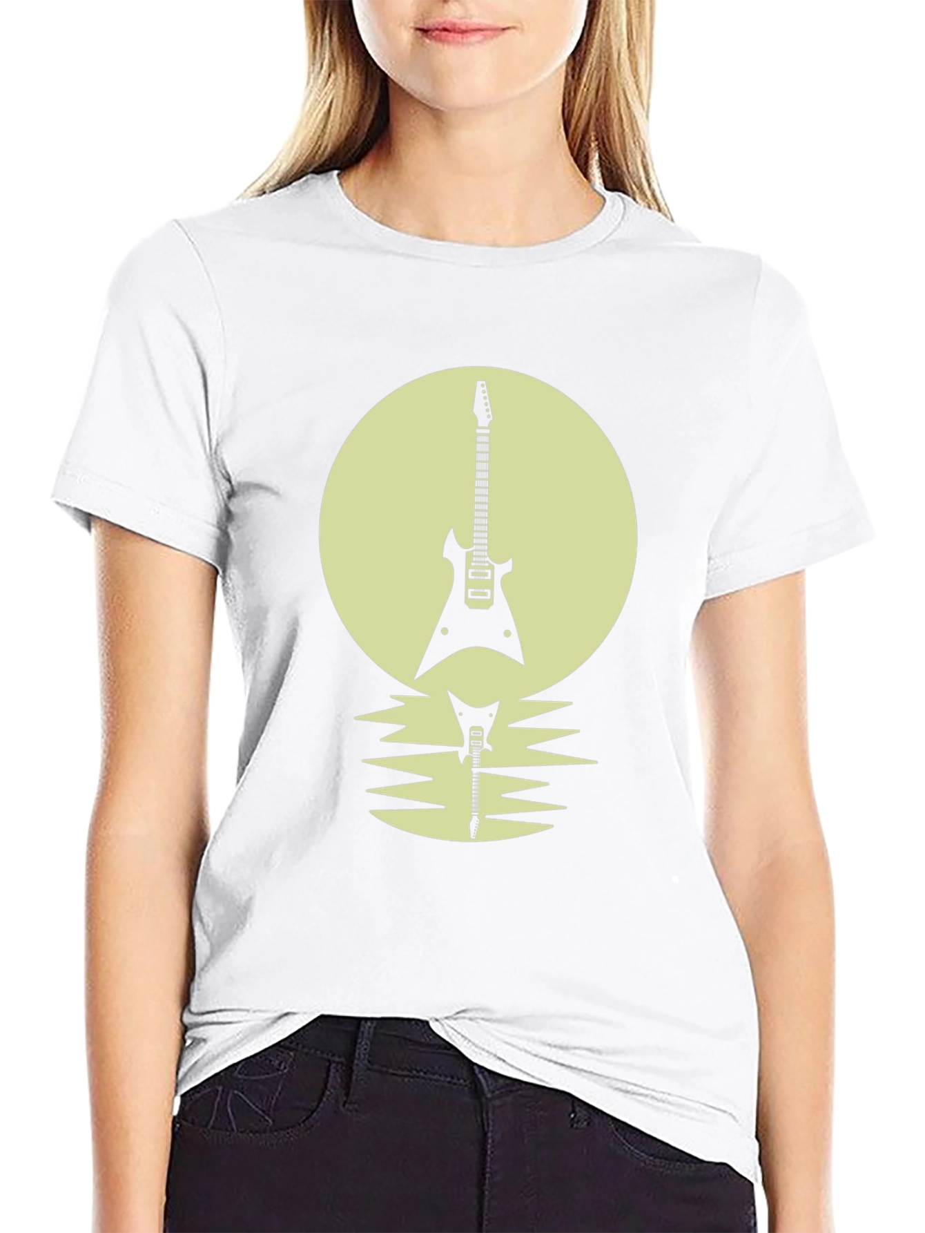 Electric Guitar Silhouette Graphic Tee - Rock Concert Style
