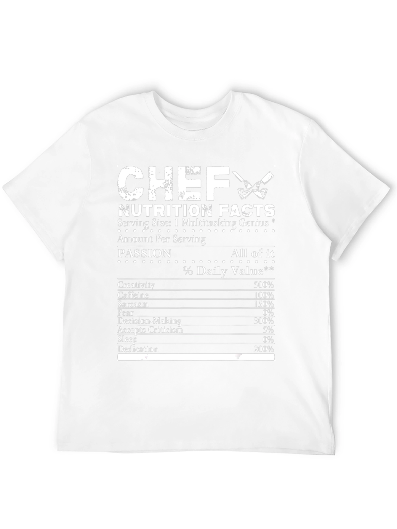 Chef Nutrition Facts T-Shirt Multitasking Genius Tee
