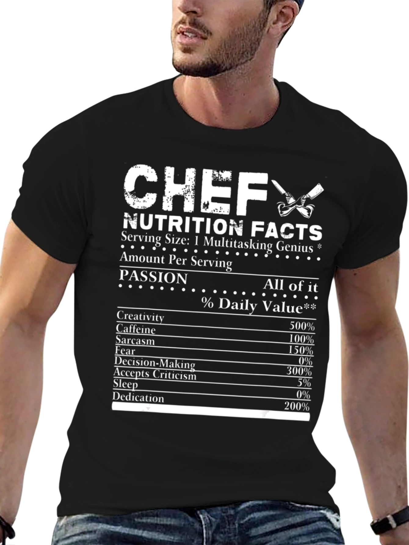 Chef Nutrition Facts T-Shirt Multitasking Genius Tee