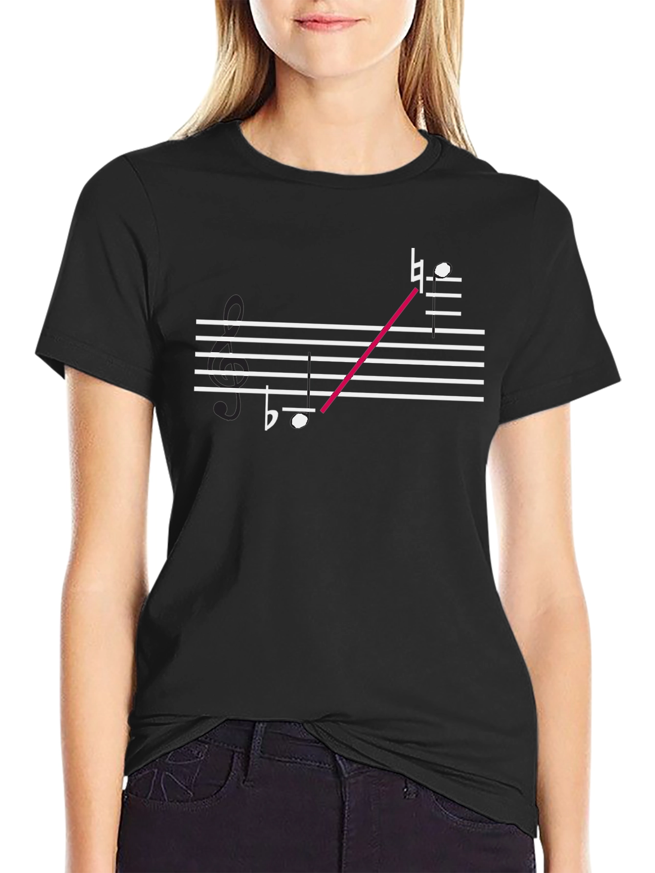 Musical Notes Graphic Tee - Black Cotton T-Shirt