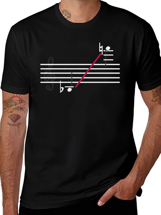 Musical Notes Graphic Tee - Black Cotton T-Shirt