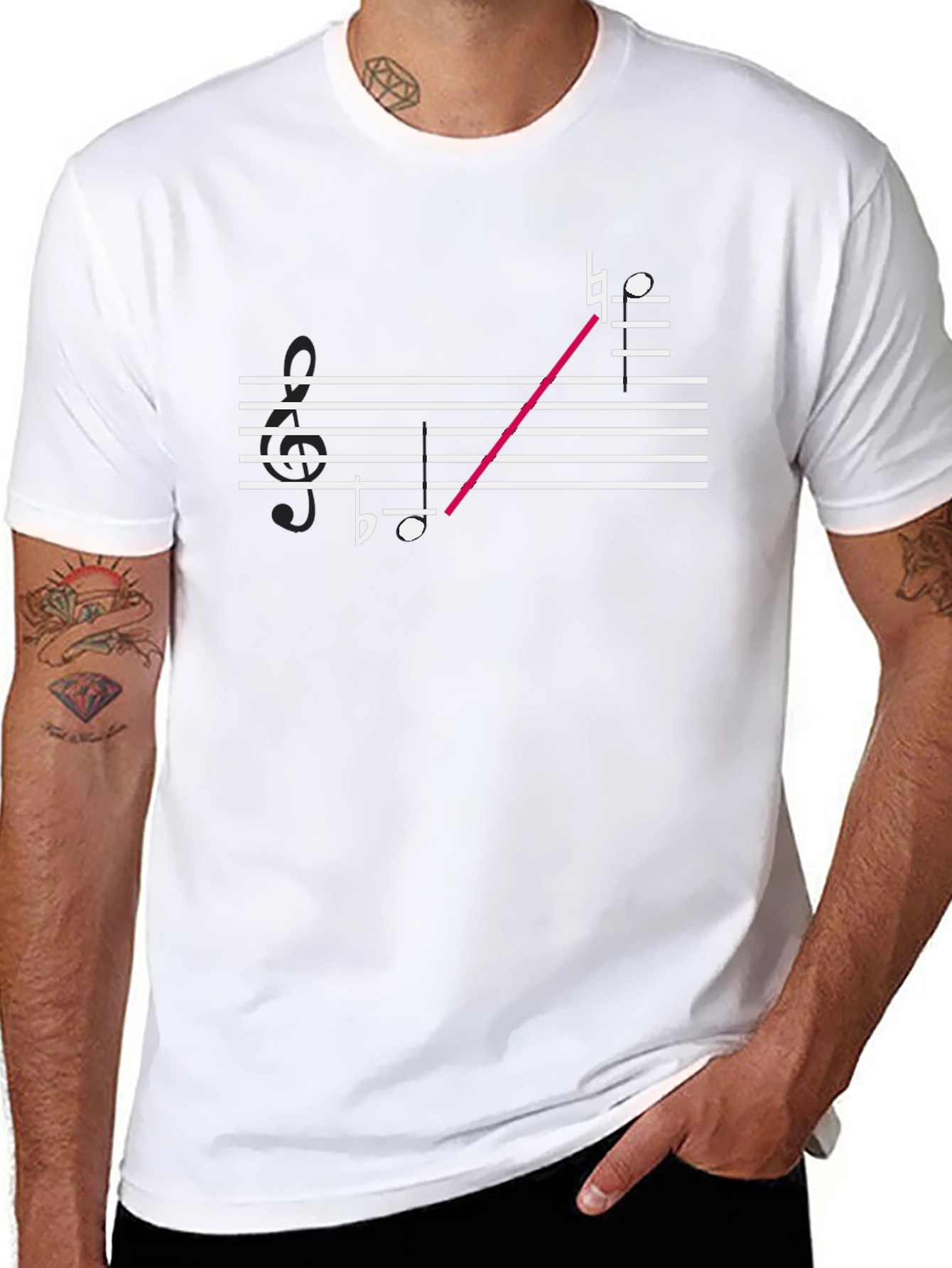 Musical Notes Graphic Tee - Black Cotton T-Shirt