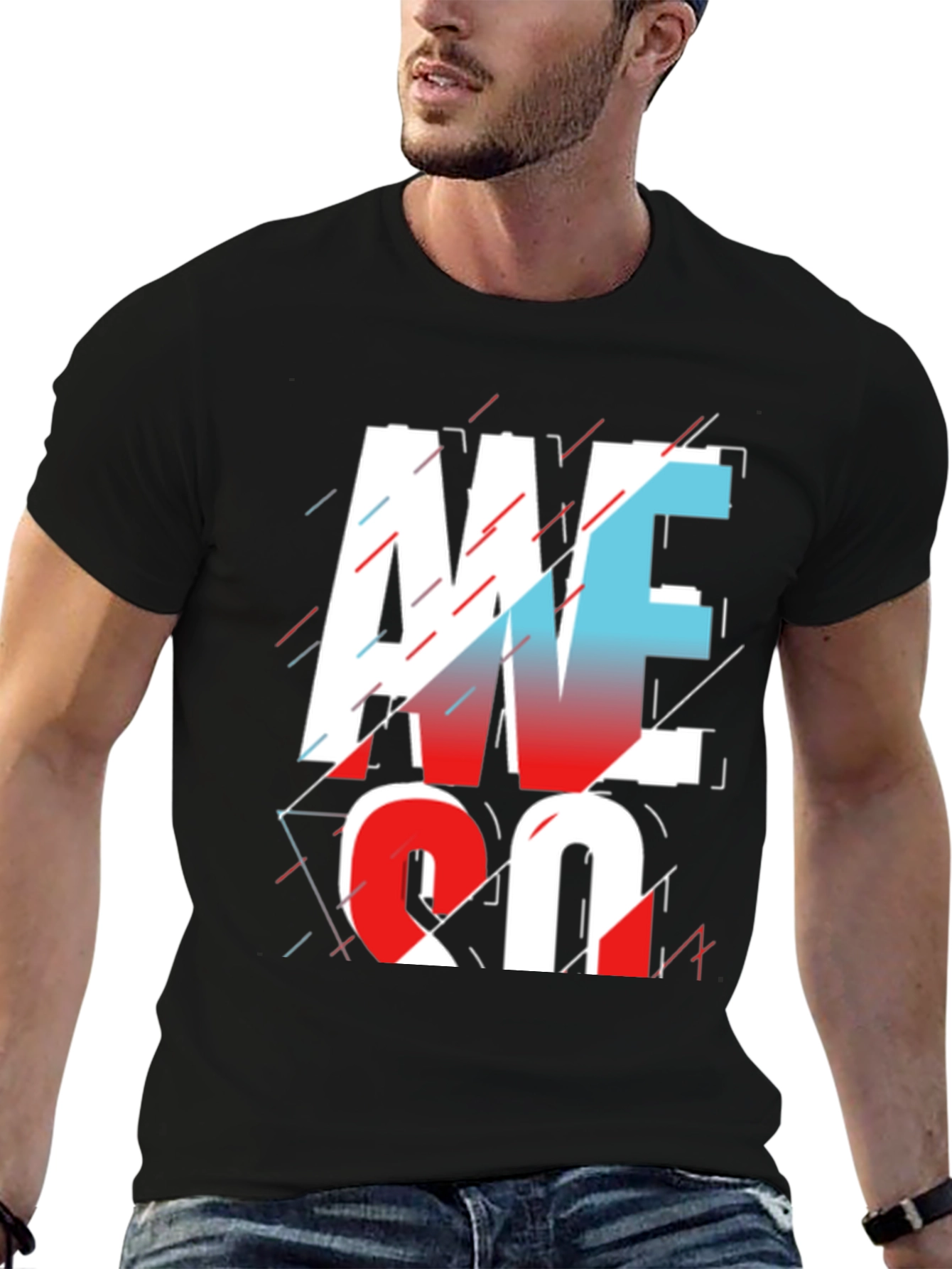 Awesome Graphic Print T-Shirt - Black