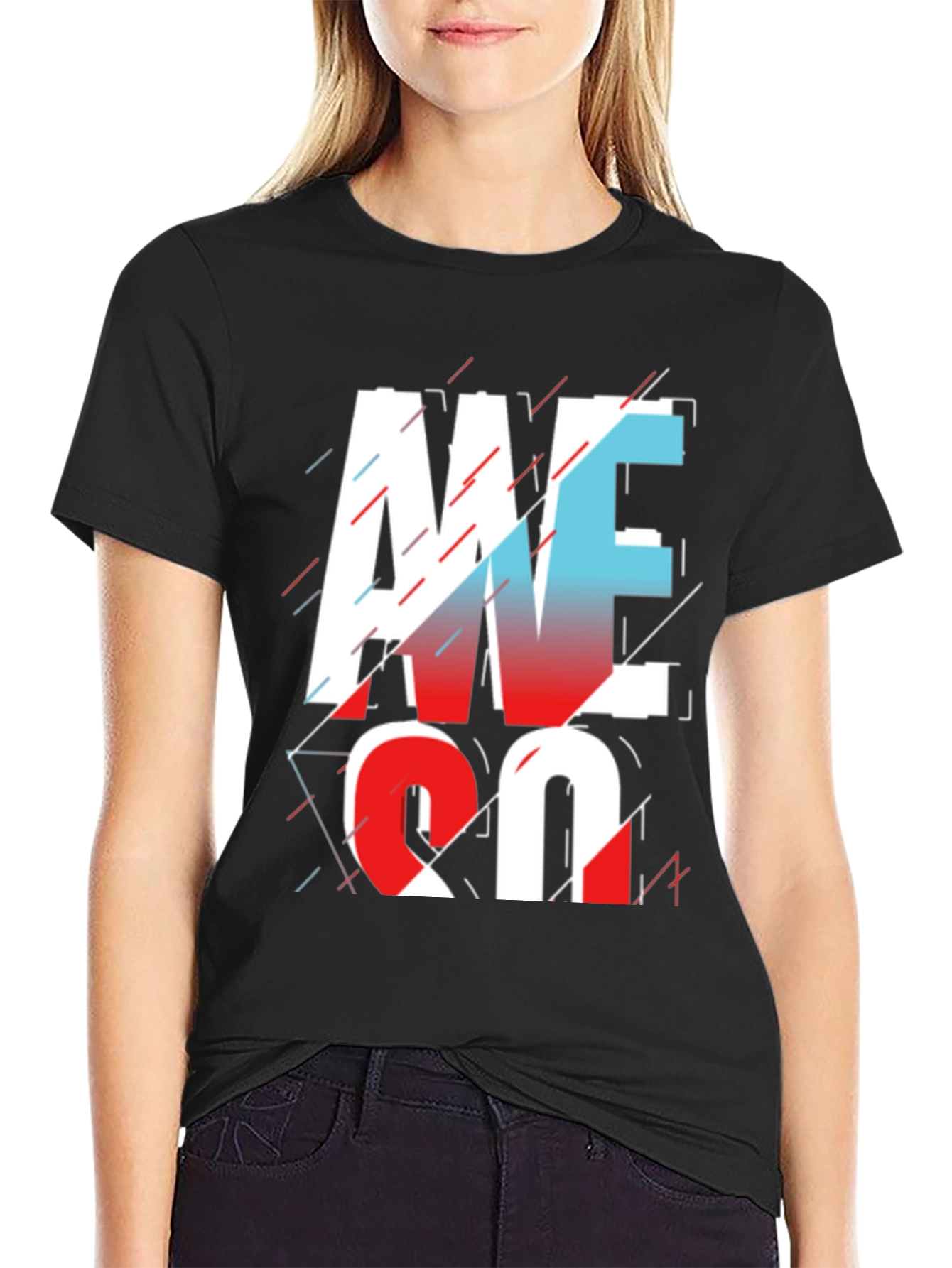 Awesome Graphic Print T-Shirt - Black