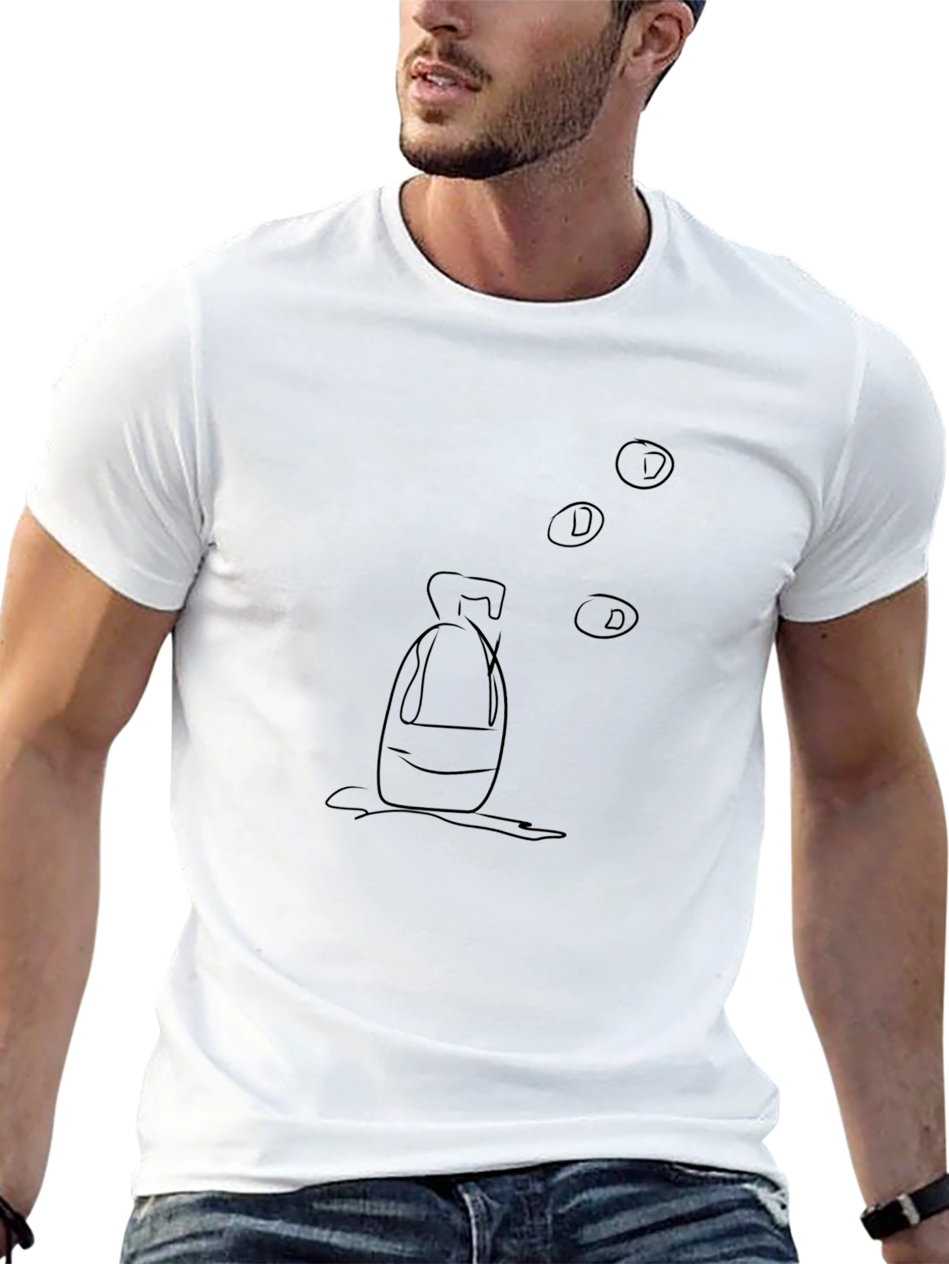 Black Doodle Print Tee - Quirky Style