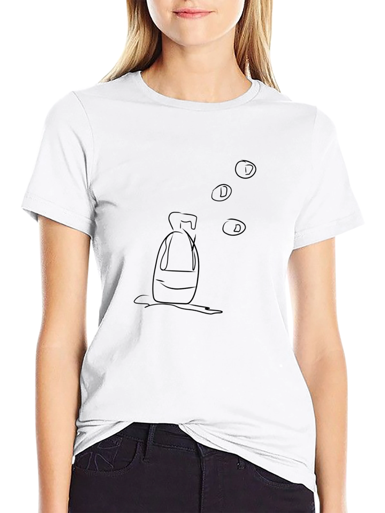 Black Doodle Print Tee - Quirky Style