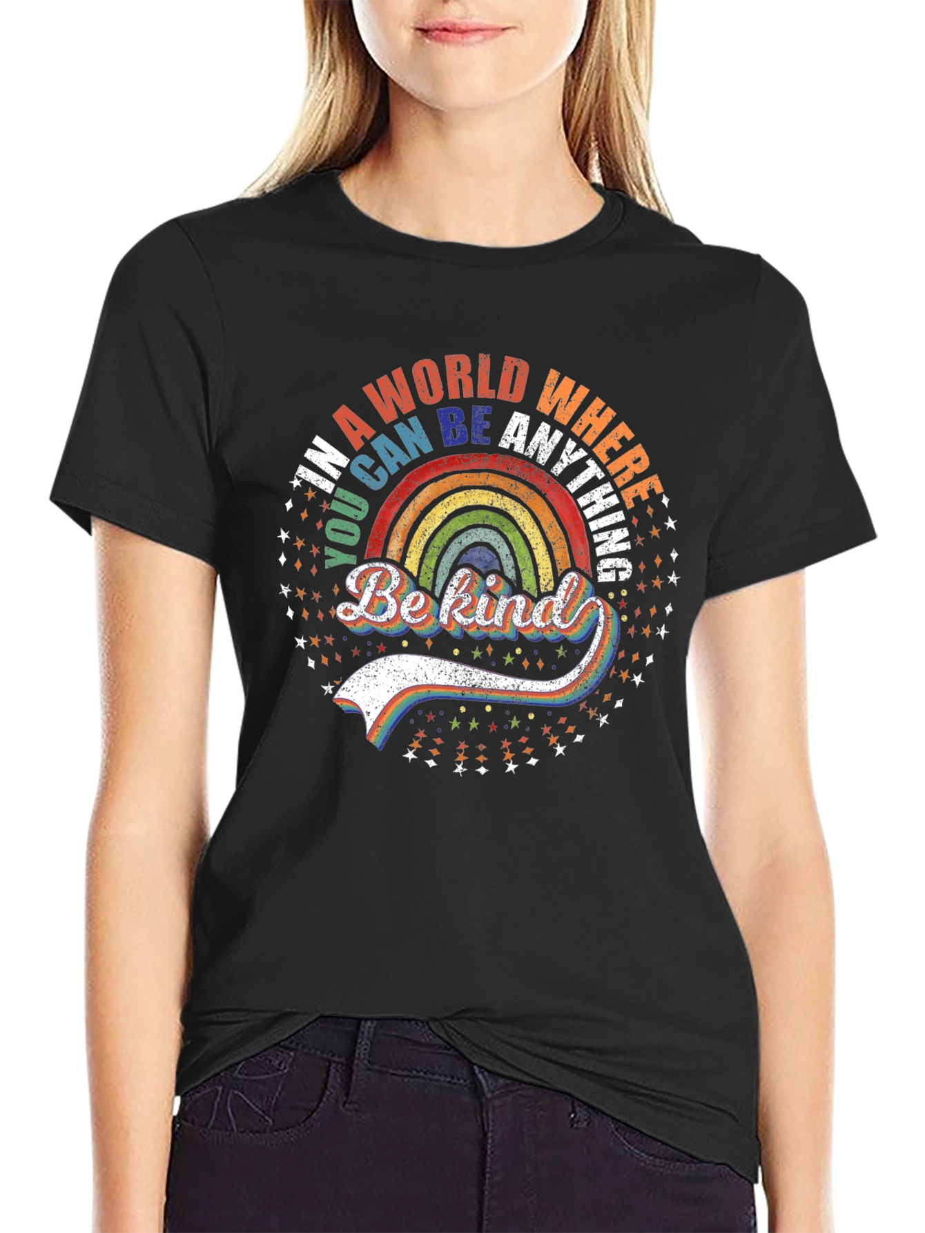 Be Kind Rainbow T-Shirt - Trendy Graphic Tee