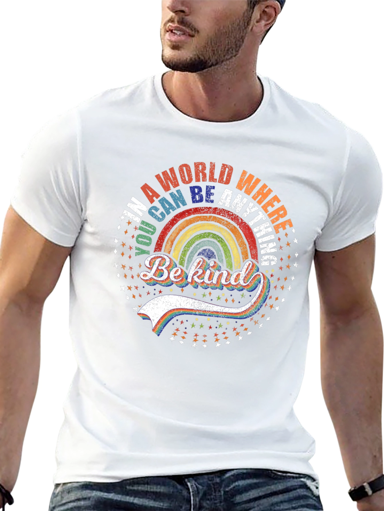 Be Kind Rainbow T-Shirt - Trendy Graphic Tee