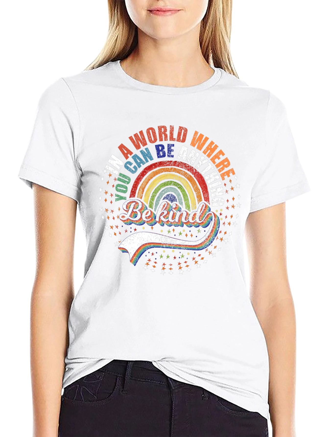 Be Kind Rainbow T-Shirt - Trendy Graphic Tee